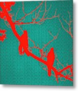 Red Birds On Branch Metal Print