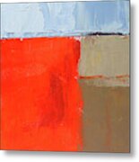 Red Block Abstract Metal Print