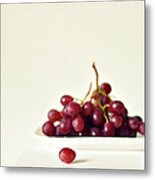 Red Grapes On White Plate Metal Print
