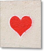 Red Heart Painted On A Wall, Message Of Love. Metal Print