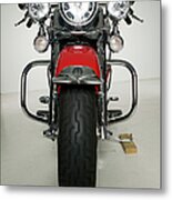 Red Motorcycle Parked In Studio Metal Print