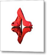 Red Stiletto Shoes On Transparent Background Metal Print