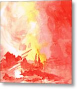 Red Village Abstract 1 Metal Print