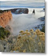 Rim Rock Drive View Of Fogged Independence Canyon Metal Print