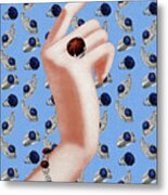 Ring On Hand With Jewelry Background Metal Print