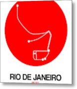 Rio De Janeiro Red Subway Map Metal Print