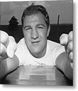 Rocky Marciano At His Training Camp In Metal Print