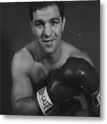 Rocky Marciano In Ring On Ropes Metal Print
