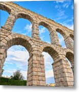Roman Aqueduct Bridge, Segovia, Spain Metal Print