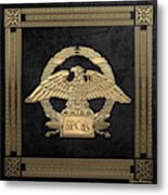 Roman Empire - Gold Roman Imperial Eagle Over Black Velvet Metal Print