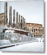 Rome Under Snow - Colosseum Metal Print