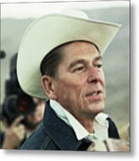 Ronald Reagan Wearing Cowboy Hat Metal Print