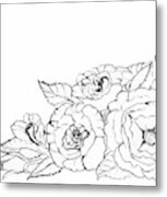 Rose Floral Bouquet Paint My Sketch Metal Print