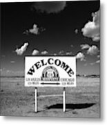 Route 66 - Midpoint Sign 2010 Bw Metal Print