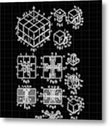 Rubik's Cube Patent 1983 - Black And White Metal Print