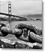 Rusted Chains By Golden Gate Bridge Metal Print
