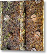 Rusty Old Door Hinge With Cobwebs Metal Print