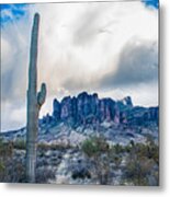 Saguaro, Mountain, Cloud Metal Print