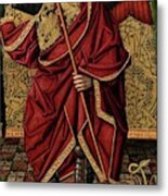 'saint Michael', 1475-1485, Spanish School, Mixed Media On Panel, 140 Cm X 75 Cm... Metal Print