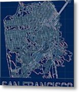 San Francisco Blueprint City Map Metal Print