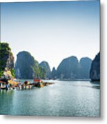 Scenic View Of Floating Fishing Village Metal Print