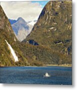 Scenic View Of Mountains By Lake Metal Print
