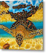 Sea Turtle And Sea Shell Metal Print