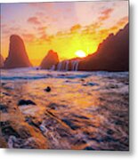 Seal Rock Beach Sunset Metal Print