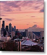 Seattle In Pink Metal Print