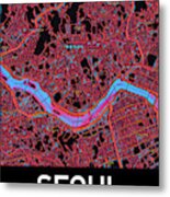 Seoul City Map Metal Print