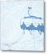 Shadow Of Skiers On Chair Lift Over Metal Print