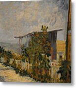 Shed At The Montmartre With Sunflower Metal Print