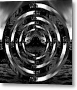 Shi Shi Beach Black And White Reflection Circles Metal Print