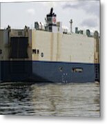 Large Commercial Ship On The Columbia River Metal Print