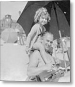 Shirley Temple Sitting On Fathers Metal Print