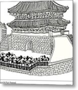 Side View Of Pagoda And Trees Metal Print