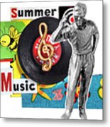 Silver Man With Summer Music Collage Metal Print