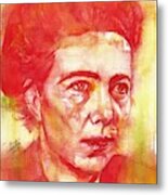 Simone De Beauvoir - Watercolor Portrait.4 Metal Print
