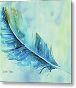 Shades Of Blue Feather Metal Print