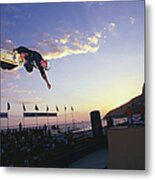 Skater Competing In Contest At Ipanema Metal Print