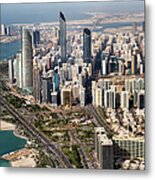 Skyscrapers And Coastline In Abu Dhabi Metal Print