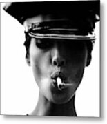Helmut Newton-christy Turlingtone-smoking Hot Icons Metal Print