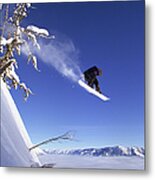 Snowboarder In Mid-air Metal Print