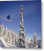 Snowboarding Jumping Through Air Metal Print