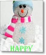 Snowman - Happy Christmas Metal Print