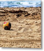 Soccer Ball At Zuma Beach In Malibu Metal Print