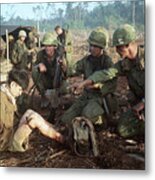 Soldier Points At Seated Vietcong Metal Print