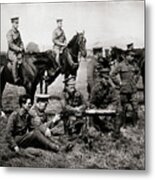 Soldiers Aiming Early Machine Gun Metal Print