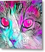 Sophisticated Kitty Colors Pink Eye Metal Print