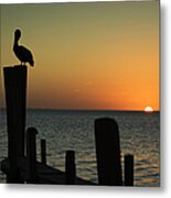 South Padre Island, Texas Sunset With Metal Print